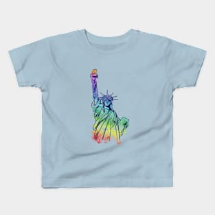 Rainbow Lady Liberty Pride Art Kids T-Shirt